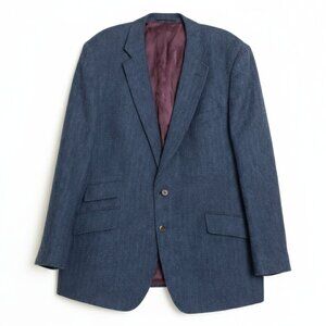 Cordings London Herringbone Tweed Blazer 44R Navy 100% Wool Jacket